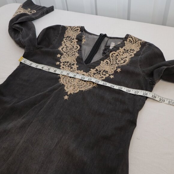 Johnny Was Womens Neema Tunic Dress Gray Chambray Embroidery Size Small EUC - Picture 9 of 11